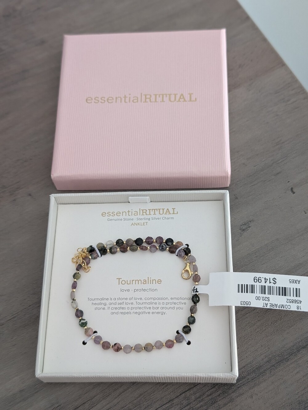 New Tourmaline Stone And Sterling Silver Anklet